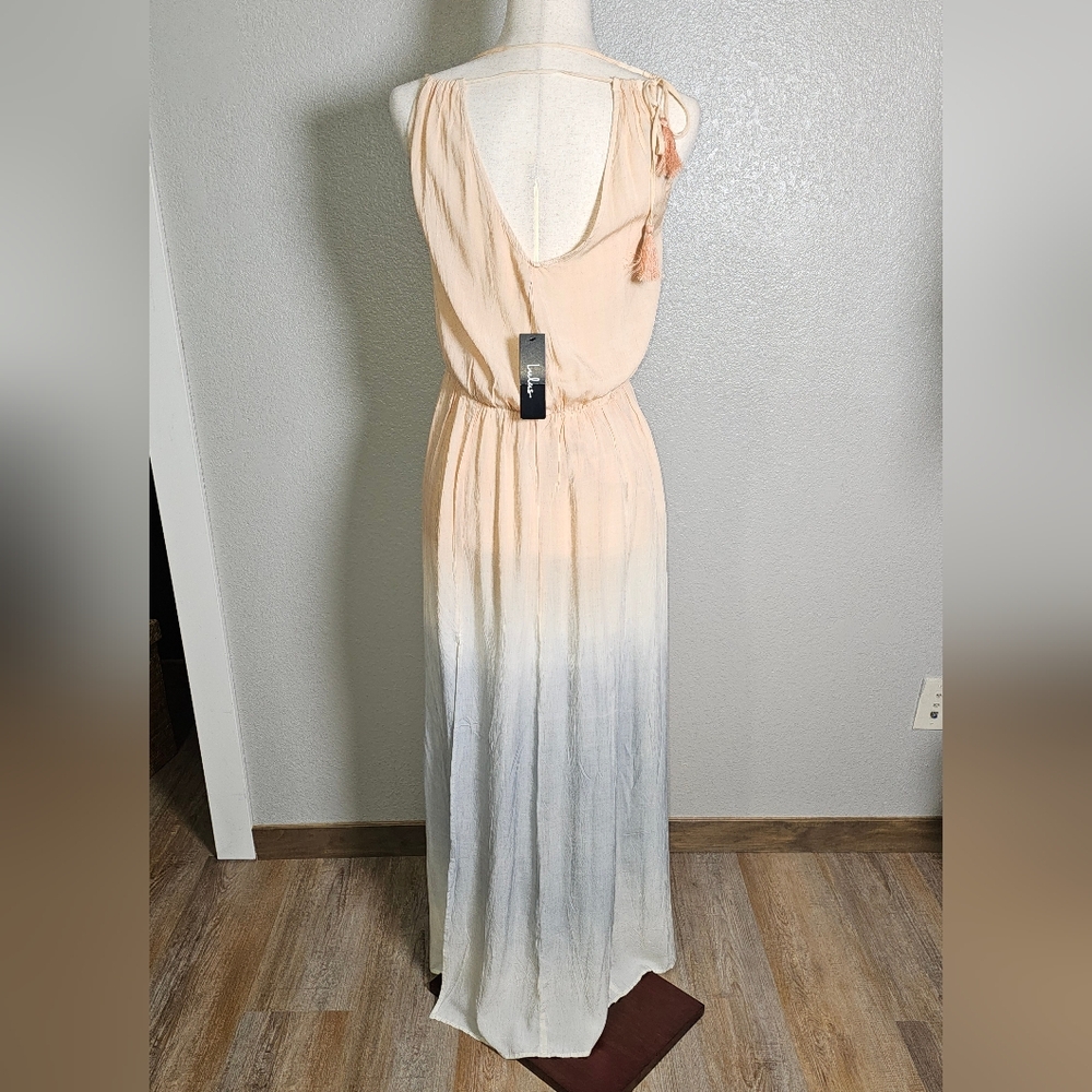 NWT Lulus Summer Light Ombre Summer Dress Peach Grey White Size Sm Adjustable - Picture 10 of 11